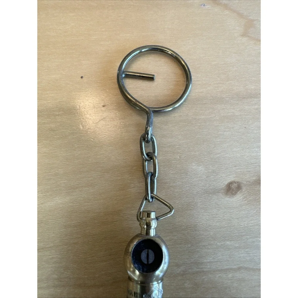 Rare Vintage Key Chain Pocket Size Tire‎ Pressure Gauge Brass Metal 5.5